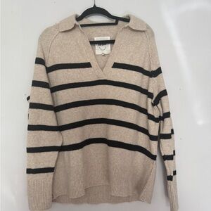 Aerie Striped Beige and Black Women's Sweater